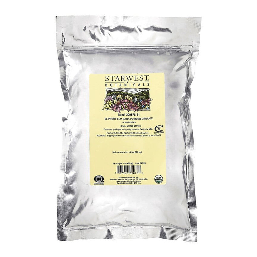 Starwest Botanicals Organic Slippery Elm Bark Powder, 16 Oz